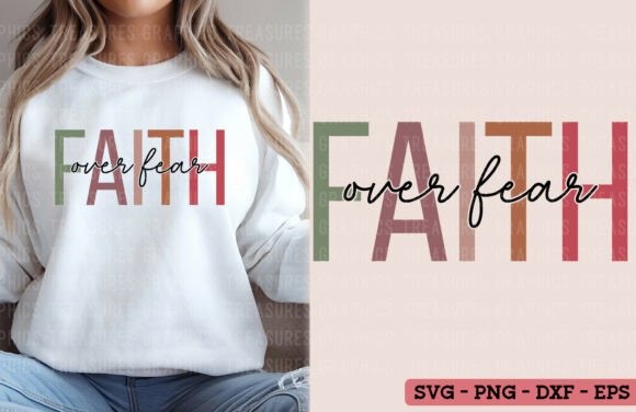 Boho Christian PNG SVG Faith over Fear T-Shirt Designs