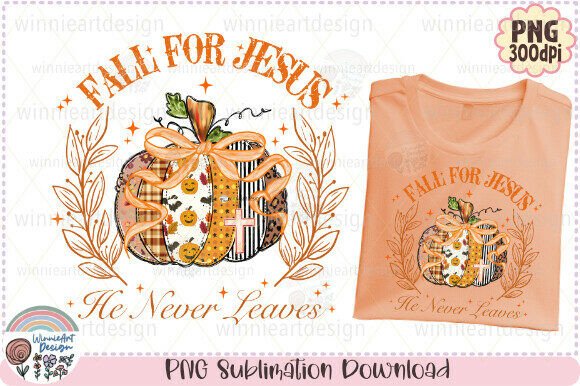 Fall for Jesus Christian Bow Pumpkin PNG