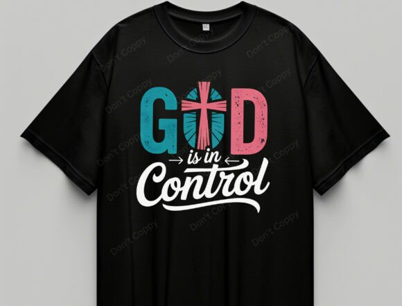 God is in Control PNG, Christian Cross T-Shirt Designs