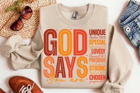 God Says You Are Fall PNG — Christian T-Shirt Designs