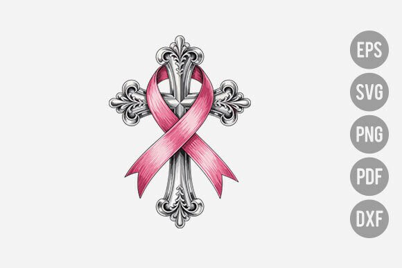 Jesus Pink Bow Cross Breast Cancer Png T-Shirt Designs