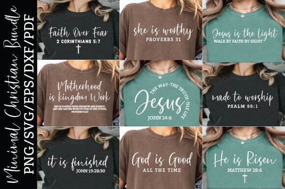 Minimal Christian Quote PNG SVG Bundle for T-Shirt Designs