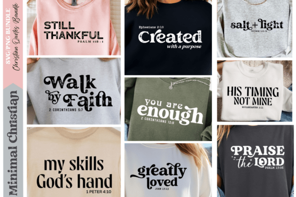 Minimal Christian Quote Svg Png Bundle for T-Shirt Designs