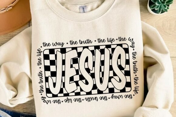 Retro Checkered Jesus Svg, Christian Svg T-Shirt Designs