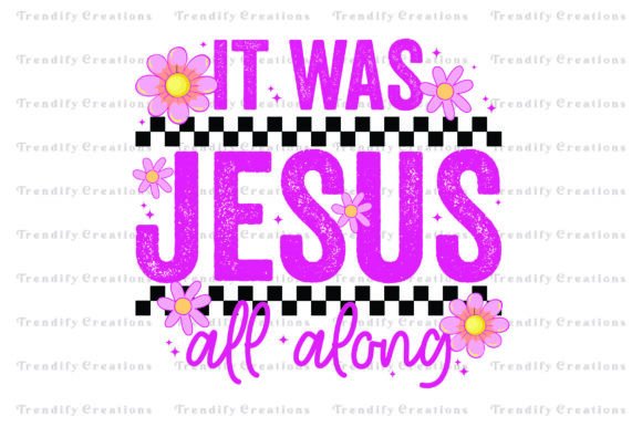 Retro Pink Checker Christian Jesus PNG for T-Shirt Designs