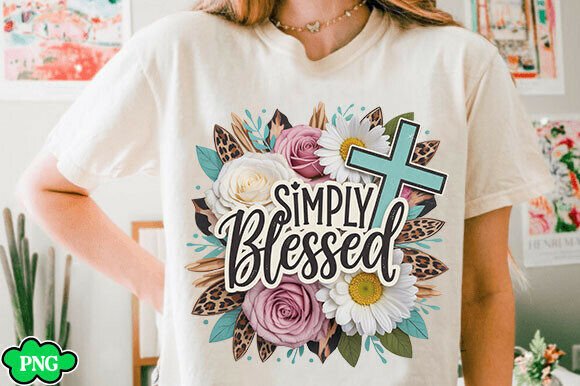 Simply Blessed Png, Christian Png for T-Shirt Designs