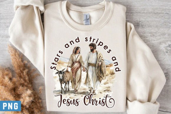 Stars Stripes and Jesus Christ PNG T-Shirt Designs
