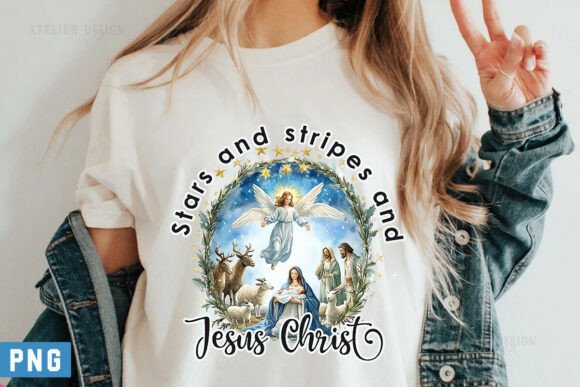 Stars Stripes and Jesus Christ T-Shirt Designs